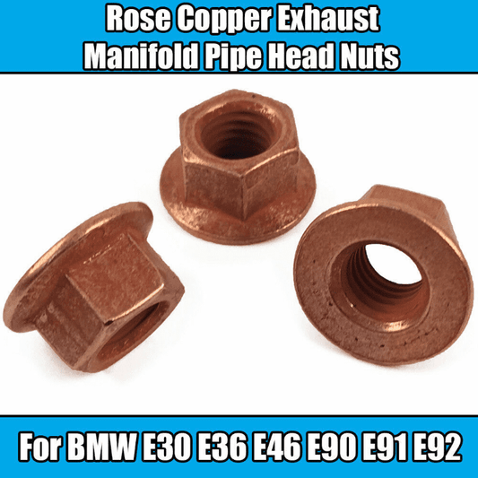 8x M8 Copper Flange Stud Nuts for BMW E30 E21 Exhaust Manifold Pipe