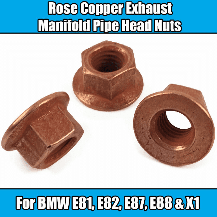 8x M8 Copper Flange Stud Nuts for BMW E30 E21 Exhaust Manifold Pipe