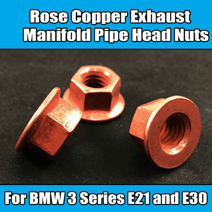 8x M8 Copper Flange Stud Nuts for BMW E30 E21 Exhaust Manifold Pipe