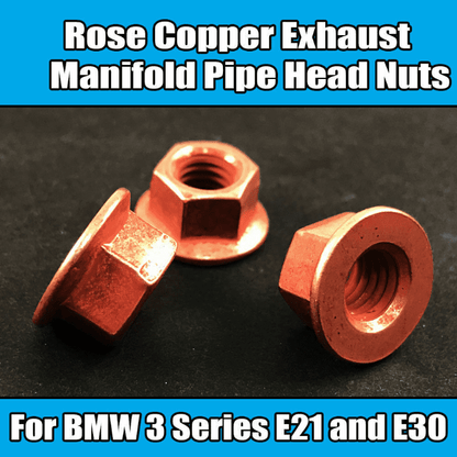 8x M8 Copper Flange Stud Nuts for BMW E30 E21 Exhaust Manifold Pipe