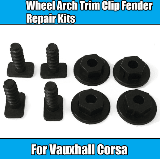8x Piece Black Clip Set for Vauxhall Corsa Exterior Bumper Wheel Arch Trim