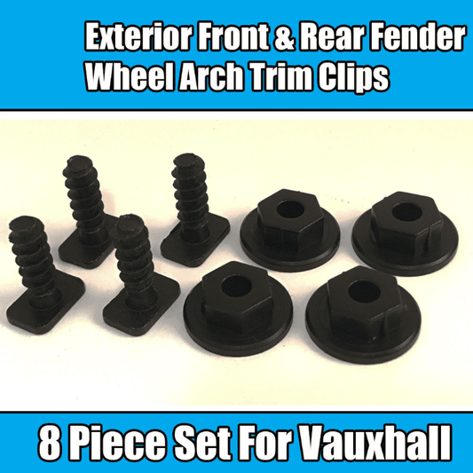 8x Piece Black Trim Clips Set for Vauxhall Corsa C Exterior Bumper Wheel Arch