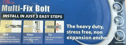 8X75mm Timco Masonry Multi-Fix Pan Head Bolt Screw Anchor