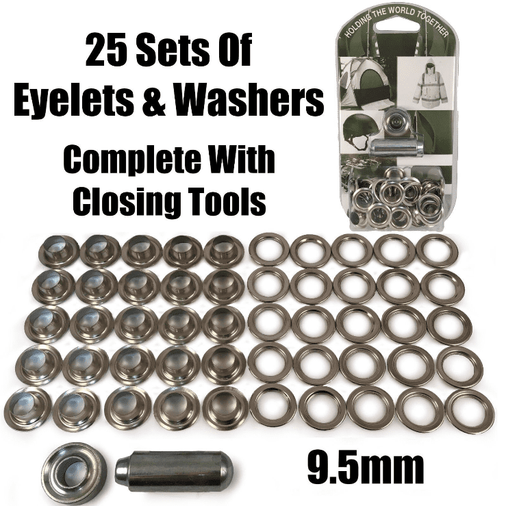 9.5mm Eyelet & Ring Washer Sail Canopy Repair Kit Set Tools Nickel Plated Brass