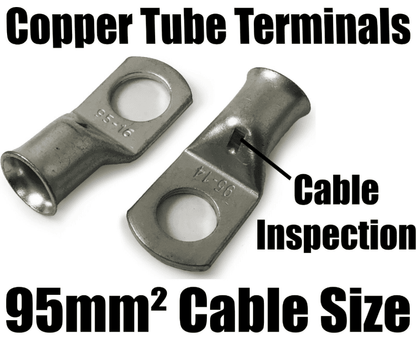 95mm&sup2; Cable Copper Tube Terminals Battery Welding Solder Lug Ring Crimp Eyelets