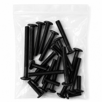 Mixed Bags of Furniture Connector Bolts in Black, Bronze, Bright Zinc, and Yellow