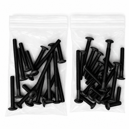 Mixed Bags of Furniture Connector Bolts in Black, Bronze, Bright Zinc, and Yellow