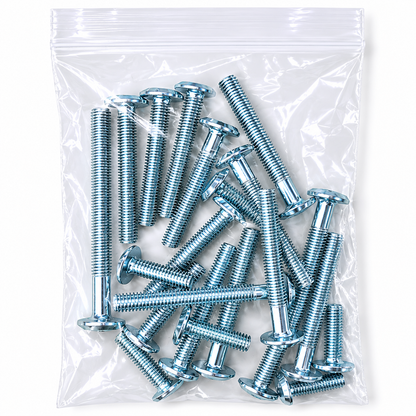 Mixed Bags of Furniture Connector Bolts in Black, Bronze, Bright Zinc, and Yellow