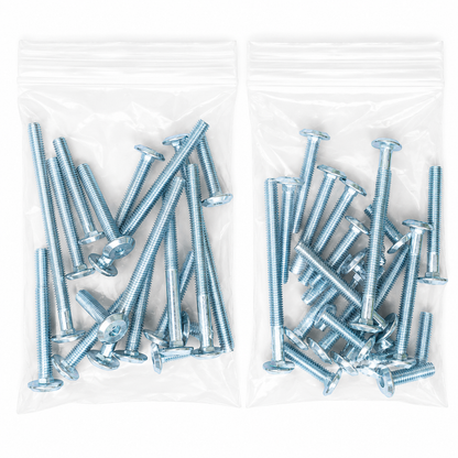 Mixed Bags of Furniture Connector Bolts in Black, Bronze, Bright Zinc, and Yellow