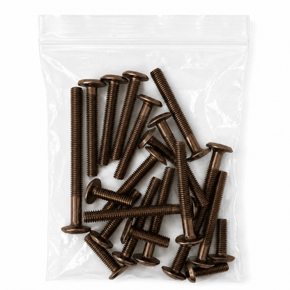 Mixed Bags of Furniture Connector Bolts in Black, Bronze, Bright Zinc, and Yellow