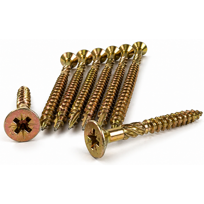 Boxes of Timberfix 360 6g 3.5mm x 15mm-50mm Premium Cutter Thread Wood Screws Countersunk Pozi Head Yellow Zinc