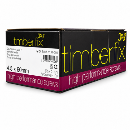Box of 100x Timberfix 360 9g 4.5x60mm Premium Cutter Thread Wood Screws Countersunk