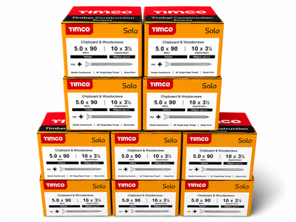 1000x Timco 10G 5mm Solo Wood Screws Yellow Pozi Countersunk Chipboard 25mm - 100mm