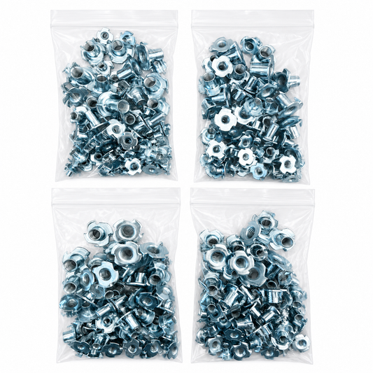 Mixed Bag of M4, M5, M6, M8, M10, 4 prong T Nuts, blind inserts for Wood, Furniture