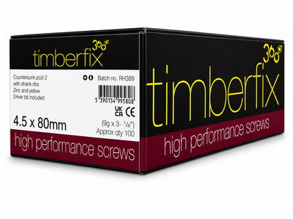Box of 100x Timberfix 360 9g 4.5x80mm Premium Cutter Thread Wood Screws Countersunk