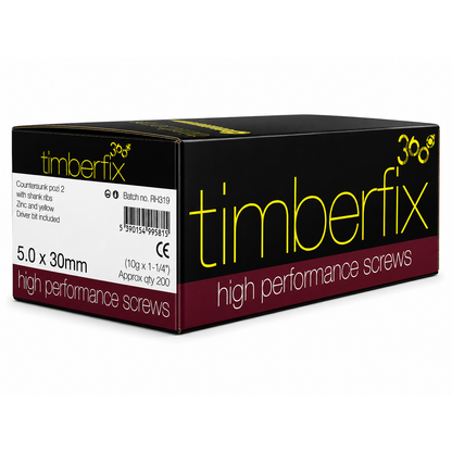 Boxes of Timberfix 360 10g 5.0x30mm Premium Cutter Thread Wood Screws Countersunk