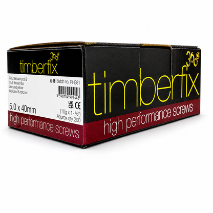 Boxes of Timberfix 360 10g 5.0x40mm Premium Cutter Thread Wood Screws Countersunk