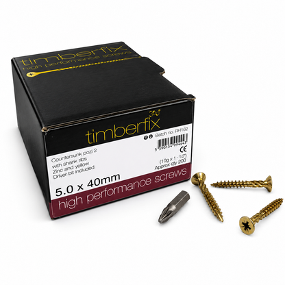 Boxes of Timberfix 360 10g 5.0x40mm Premium Cutter Thread Wood Screws Countersunk