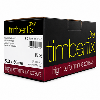 Boxes of Timberfix 360 10g 5.0x50mm Premium Cutter Thread Wood Screws Countersunk