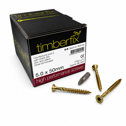 Boxes of Timberfix 360 10g 5.0x50mm Premium Cutter Thread Wood Screws Countersunk