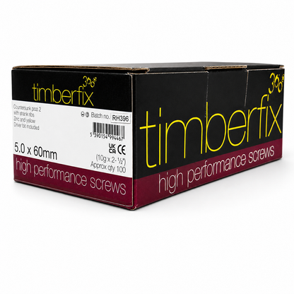 Box of 100x Timberfix 360 10g 5.0x60mm Premium Cutter Thread Wood Screws Countersunk