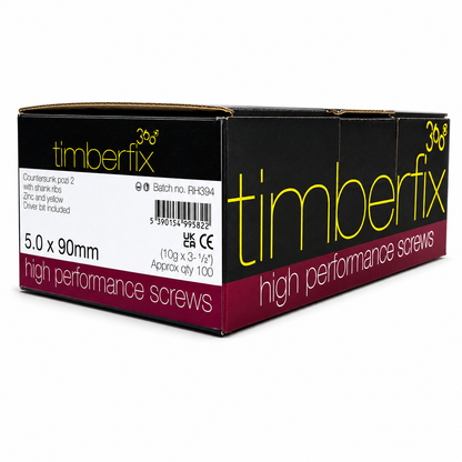 Box of 100x Timberfix 360 10g 5.0x90mm Premium Cutter Thread Wood Screws Countersunk