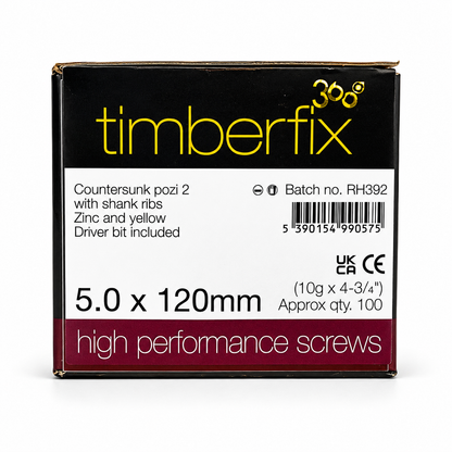 Box of 100x Timberfix 360 10g 5.0x120mm Premium Cutter Thread Wood Screws Countersunk