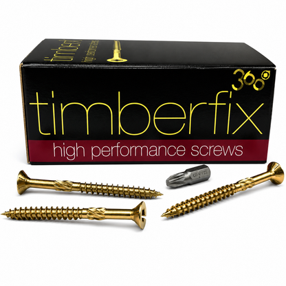 Box of 100x Timberfix 360 12g 6.0mmx70mm Premium Cutter Thread Wood Screws Countersunk