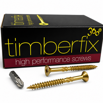 Box of 100x Timberfix 360 12g 6.0mmx80mm Premium Cutter Thread Wood Screws Countersunk