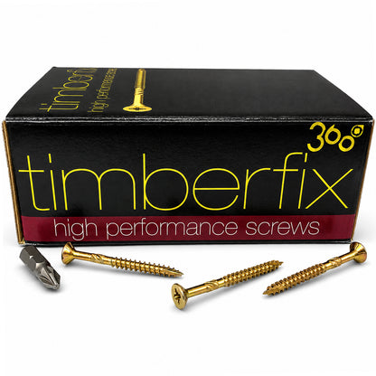 Box of 200x Timberfix 360 8g 4.0x45mm Premium Cutter Thread Wood Screws Countersunk