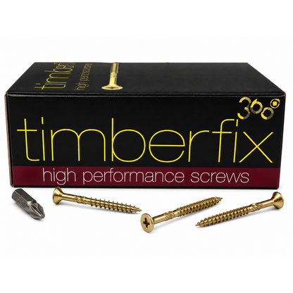 Box of 200x Timberfix 360 8g 4.0x50mm Premium Cutter Thread Wood Screws Countersunk
