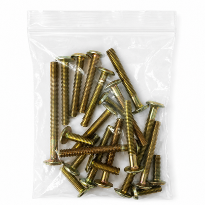 Mixed Bags of Furniture Connector Bolts in Black, Bronze, Bright Zinc, and Yellow