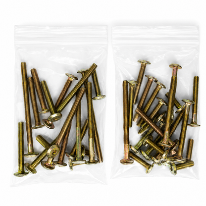 Mixed Bags of Furniture Connector Bolts in Black, Bronze, Bright Zinc, and Yellow