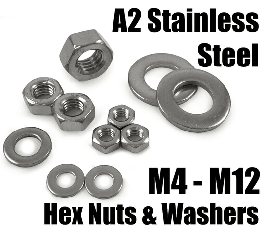 A2 Stainless Steel M4 M5 M6 M7 M8 M10 M12 Hexagon Full Nuts & Washers form A