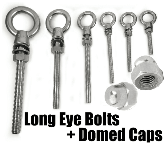 A4 316 M6 M8 M10 M12 Marine Stainless Steel Lifting Eye Long Bolt + Domed Caps