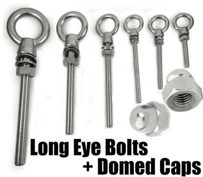 A4 316 M6 M8 M10 M12 Marine Stainless Steel Lifting Eye Long Bolt + Domed Caps