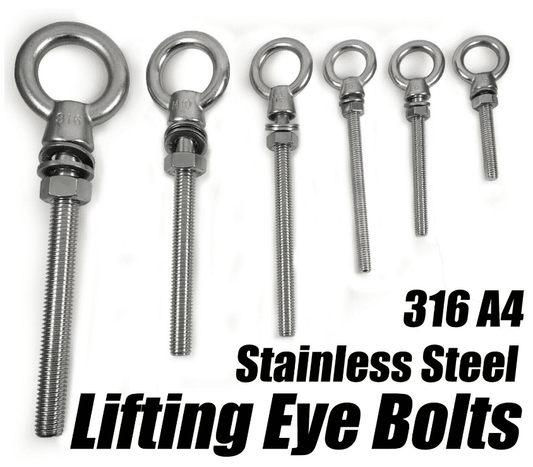 A4 316 Marine Grade Stainless Steel Lifting Eye Bolt Longshank Nut M6 M8 M10 M12