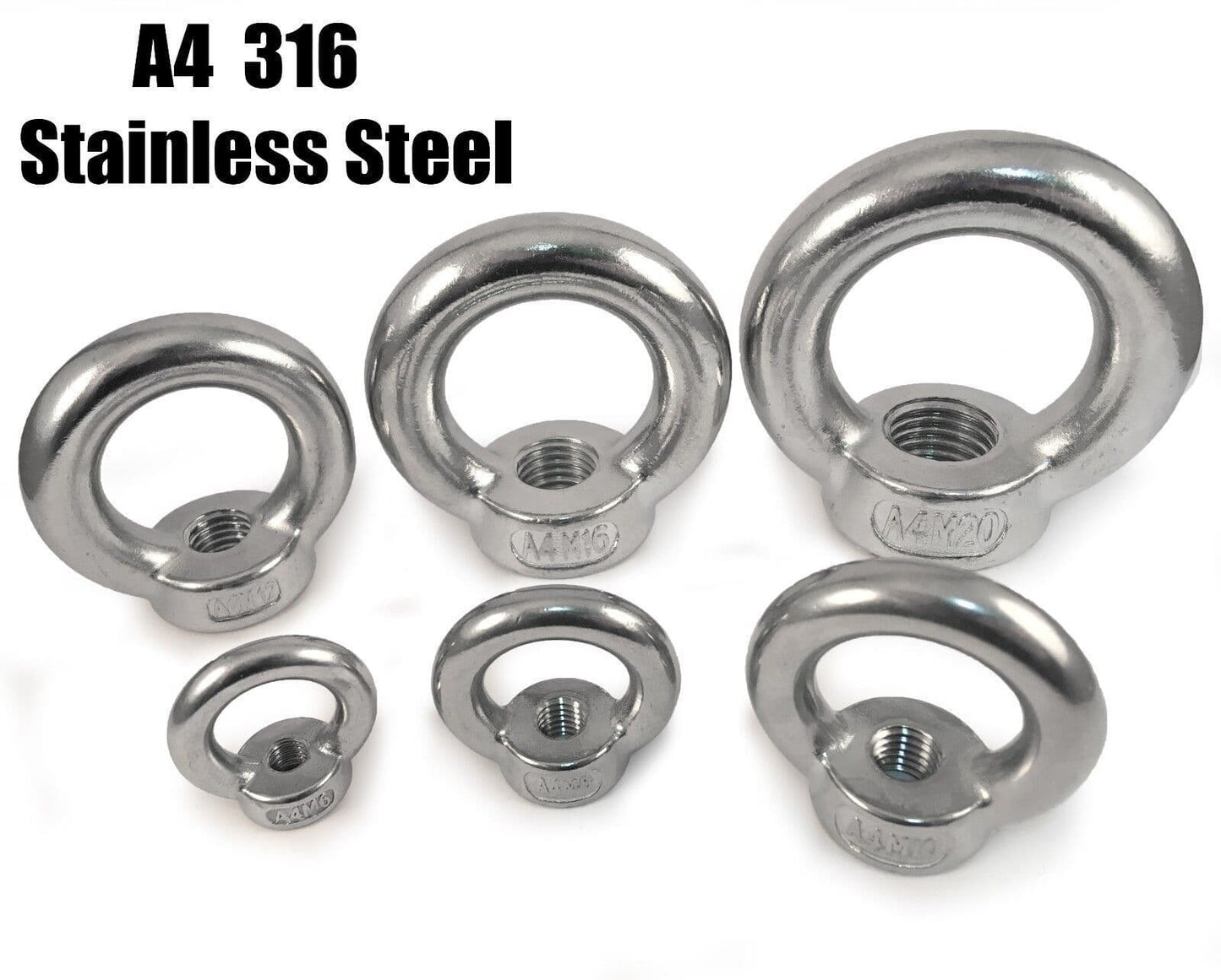 A4 316 Marine Grade Stainless Steel Lifting Eye Female Nut M6 M8 M10 M12 M16 M20