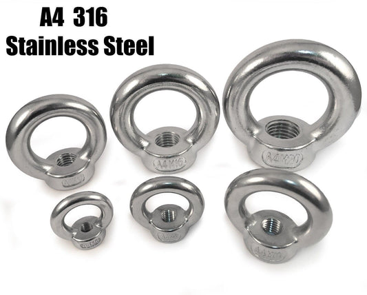 A4 316 Marine Grade Stainless Steel Lifting Eye Female Nut M6 M8 M10 M12 M16 M20