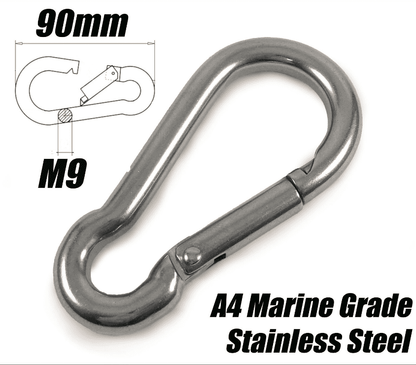 A4 Stainless Steel Carabiner Spring Hook Rope Clips M9X90mm