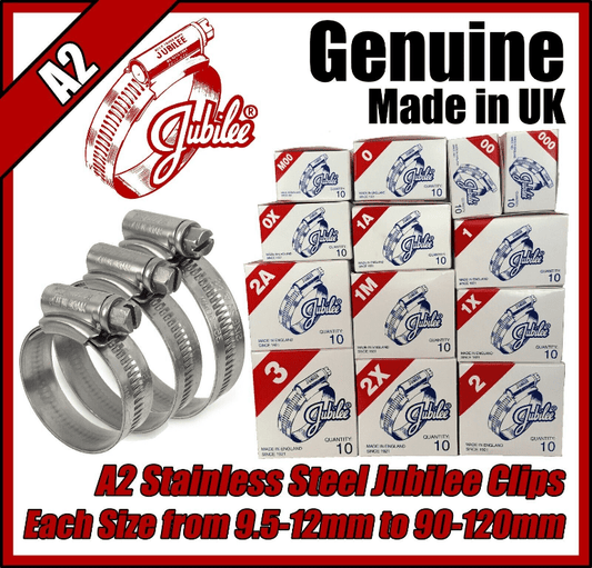Assorted A2 Stainless Steel Jubilee Hose Pipe Clips 9.5-12mm To 90-120mm Set Kit