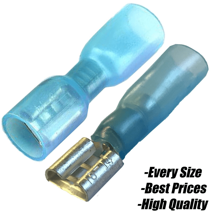 Blue 6.3mm Heat Shrink Female Spade Insulated Terminal Electrical