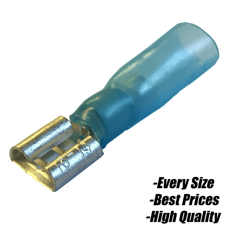 Blue 6.3mm Heat Shrink Female Spade Insulated Terminal Electrical Tab Connector
