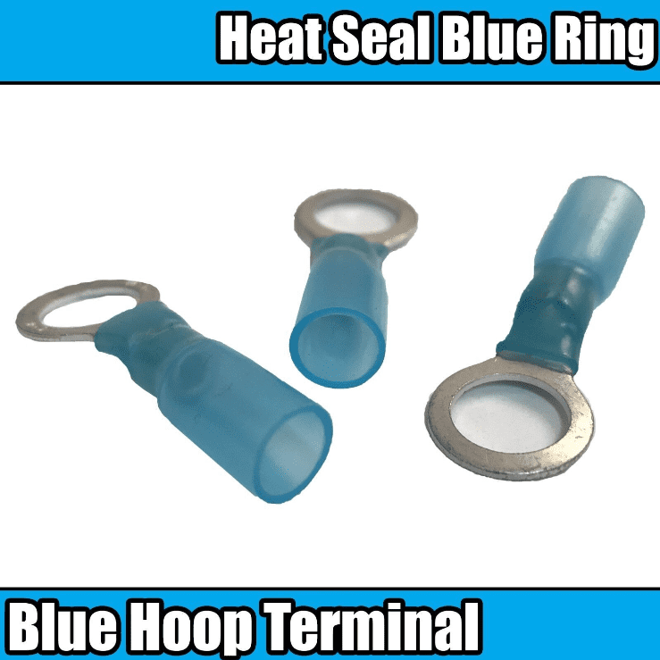 Blue Heat Shrink 8.4mm Ring Hoop Terminal Connector No Crimp Electrical Wire