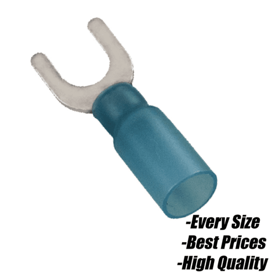 Blue Heat Shrink fork 2 Prong Connector Terminals Electrical Wire Cable Crimp