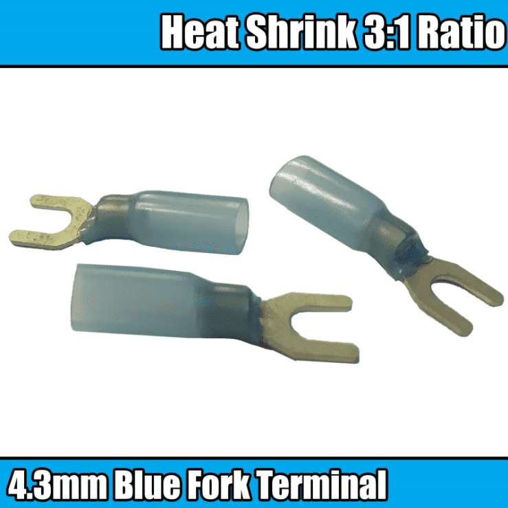 Blue Heat Shrink fork Insulated Electrical 4.3mm Non Crimp Terminals Cable Wire