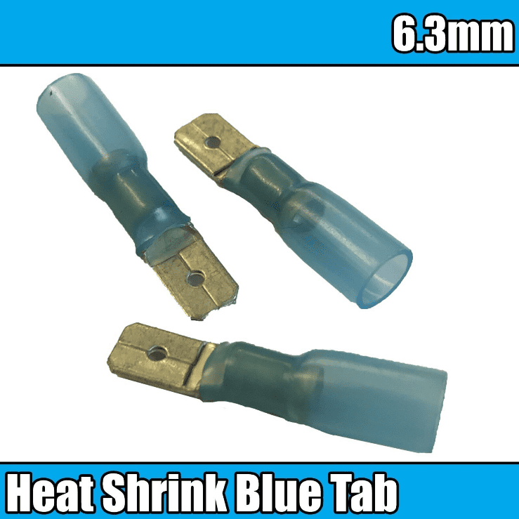 Blue Heat Shrink Male Spade Tab Insulated Electrical 6.3mm Crimp Terminals Cable