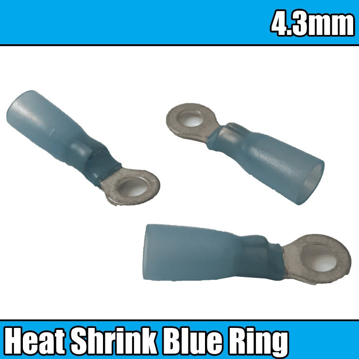 Blue Heat Shrink Ring Hoop Insulated Electrical 4.3mm Crimp Terminals Cable