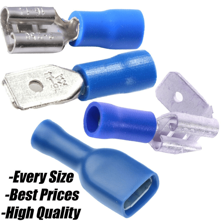 Blue Insulated Copper Crimp Female Spade Tab Piggyback Terminals – ADL ...