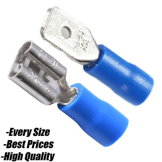 Blue Male Tab/Female Spade Insulated Copper Electrical Wire Cable Crimp Mix